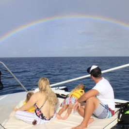 a rainbow over a body of water