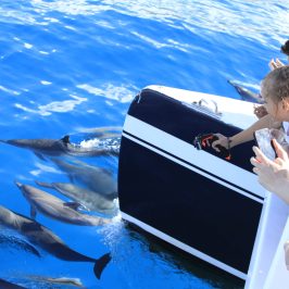 a person sitting on a boat in the water