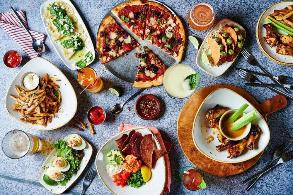 a bunch of food sitting on a table